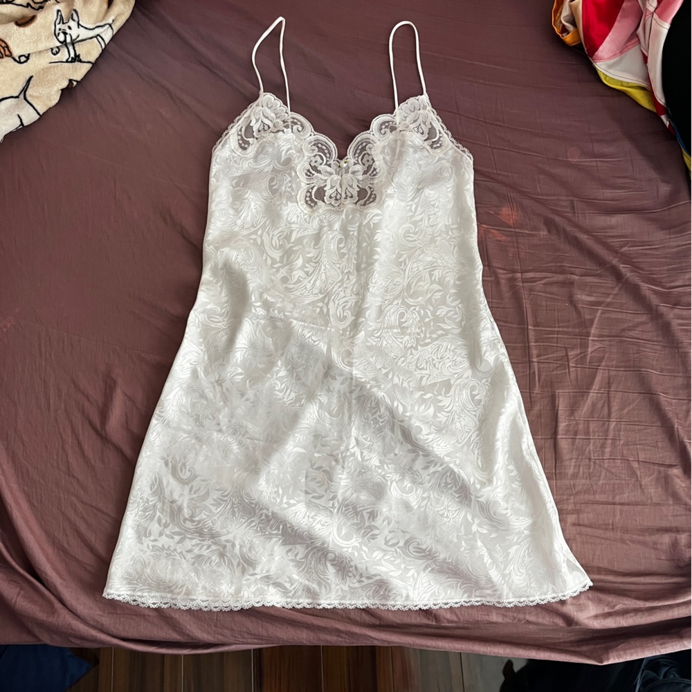 Vintage White Jacquard Slip Dress